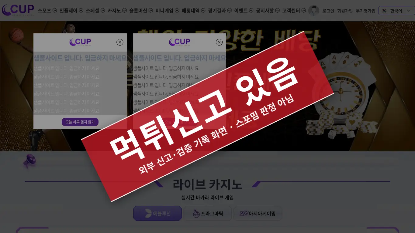 컵카지노 사이트 화면